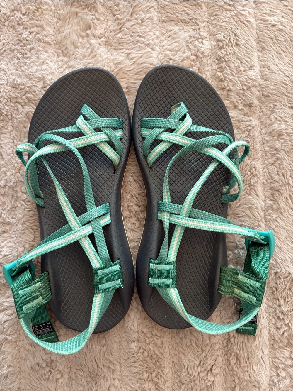 Chaco Teal and Mint Sport Sandals
